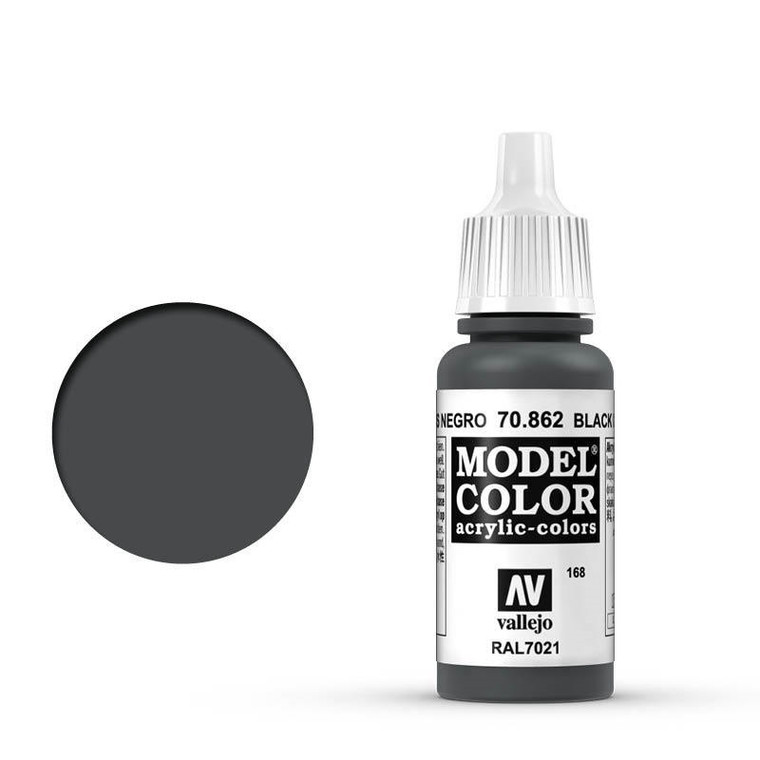 AV70862 Vallejo Model Colour #168 Black Grey 17 ml Acrylic Paint [70862]