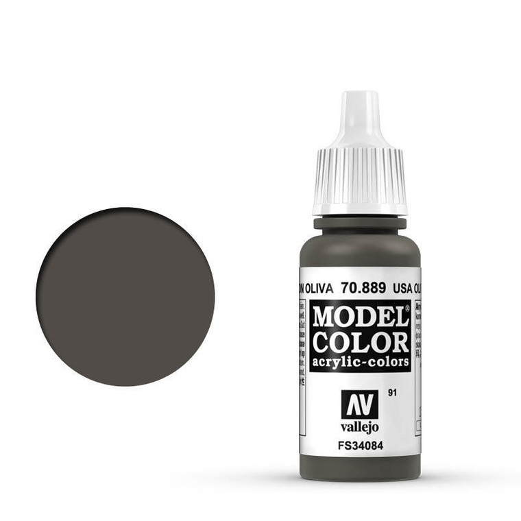 AV70889 Vallejo Model Colour #091 Olive Brown 17 ml Acrylic Paint [70889]