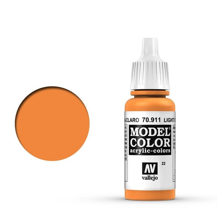 AV70911 Vallejo Model Colour #022 Light Orange 17 ml Acrylic Paint [70911]