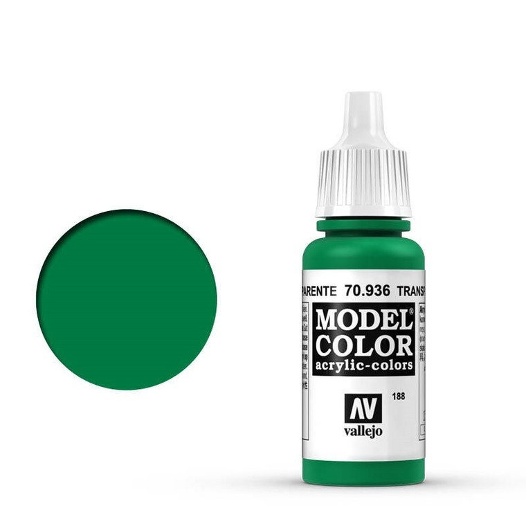 AV70936 Vallejo Model Colour #188 Transparent Green 17 ml Acrylic Paint [70936]