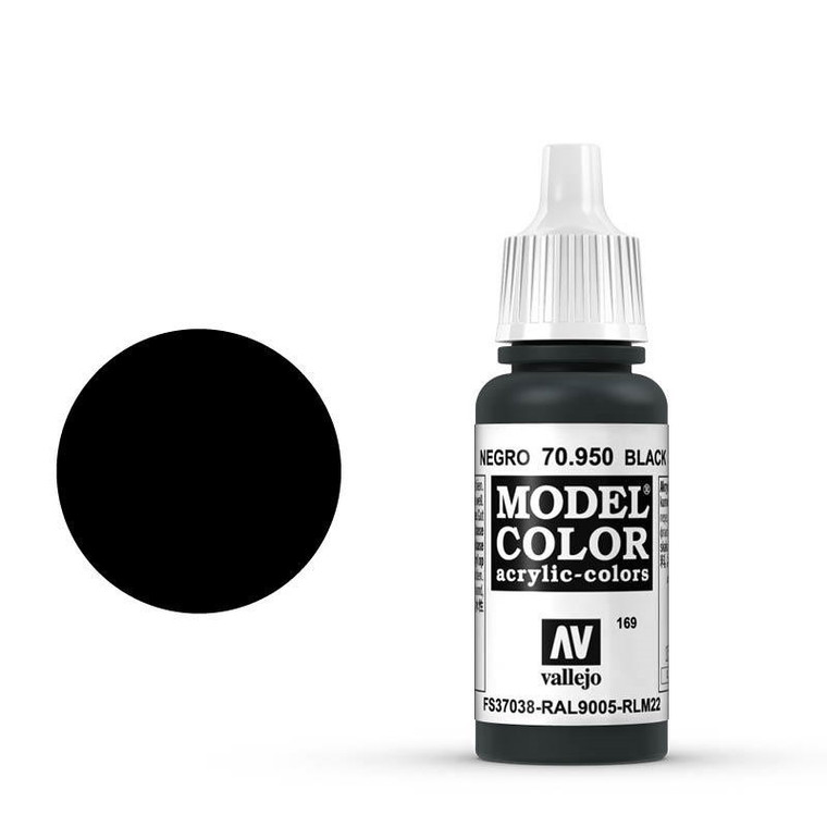 AV70950 Vallejo Model Colour #169 Black 17 ml Acrylic Paint [70950]