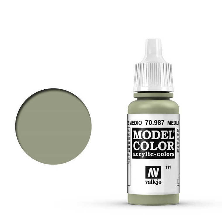 AV70987 Vallejo Model Colour #111 Medium Grey 17 ml Acrylic Paint [70987]