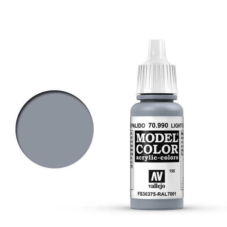 AV70990 Vallejo Model Colour #155 Light Grey 17 ml Acrylic Paint [70990]