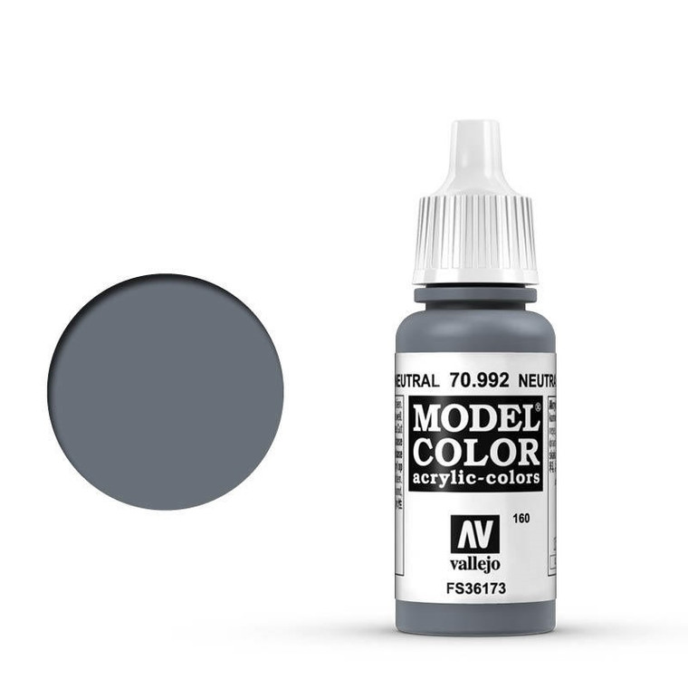 AV70992 Vallejo Model Colour #160 Neutral Grey 17 ml Acrylic Paint [70992]