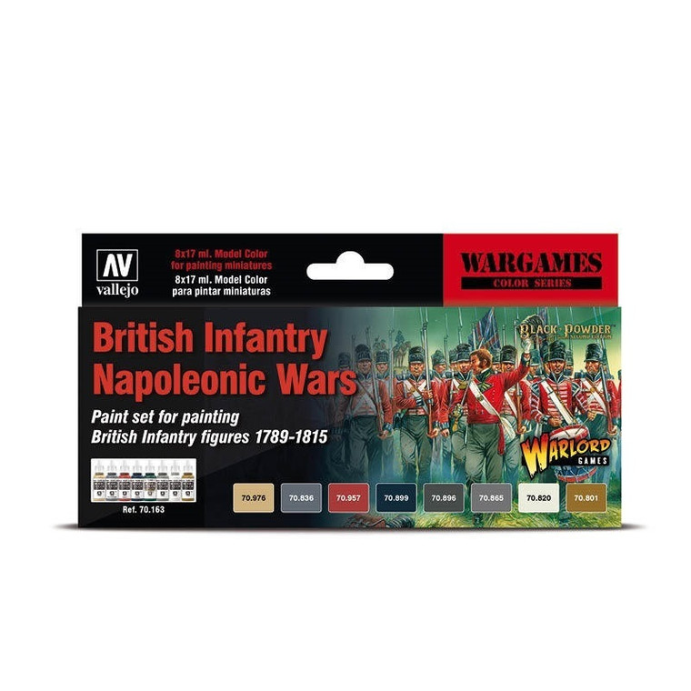 AV70163 Vallejo Model Colour Wargames British Infantry Napoleonic Wars 8 Colour Acrylic Paint Set [70163]