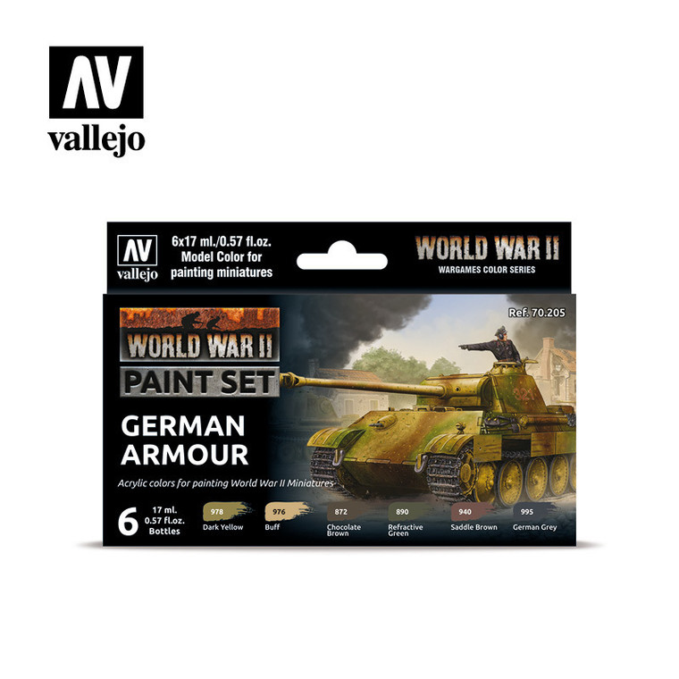 AV70205 Vallejo Model Colour WWII German Armour Acrylic 6 Colour Paint Set [70205]