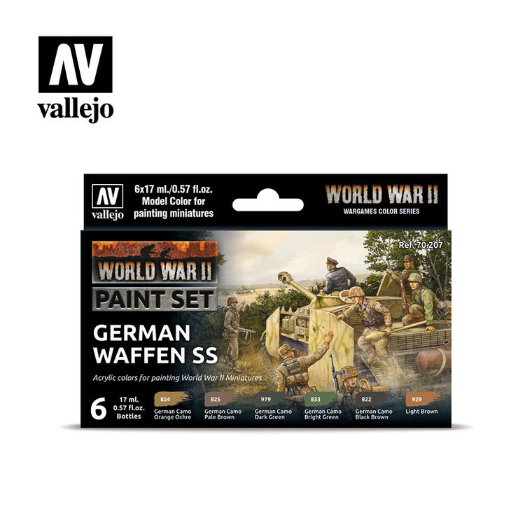 AV70207 Vallejo Model Colour WWII German Waffen SS Acrylic 6 Colour Paint Set [70207]