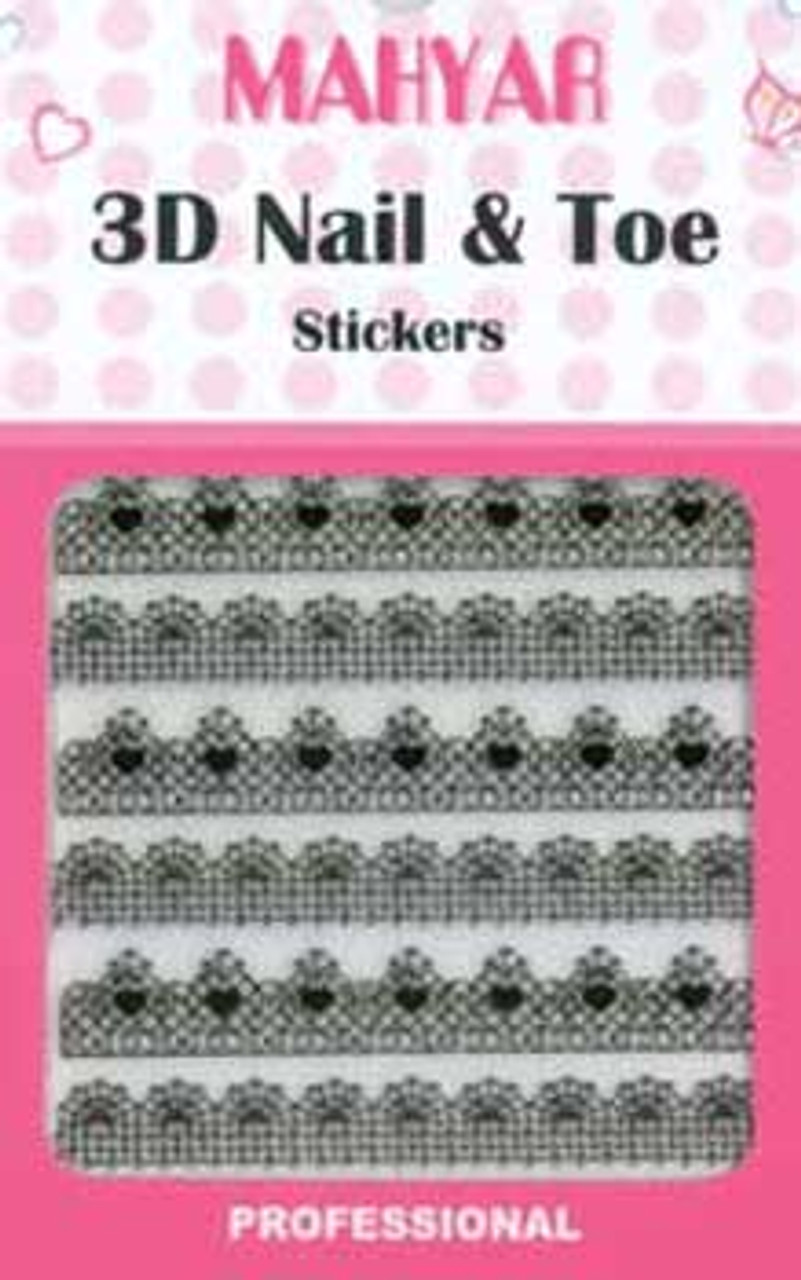 3D Jeweled Nail & Toe Stickers - N08 Black