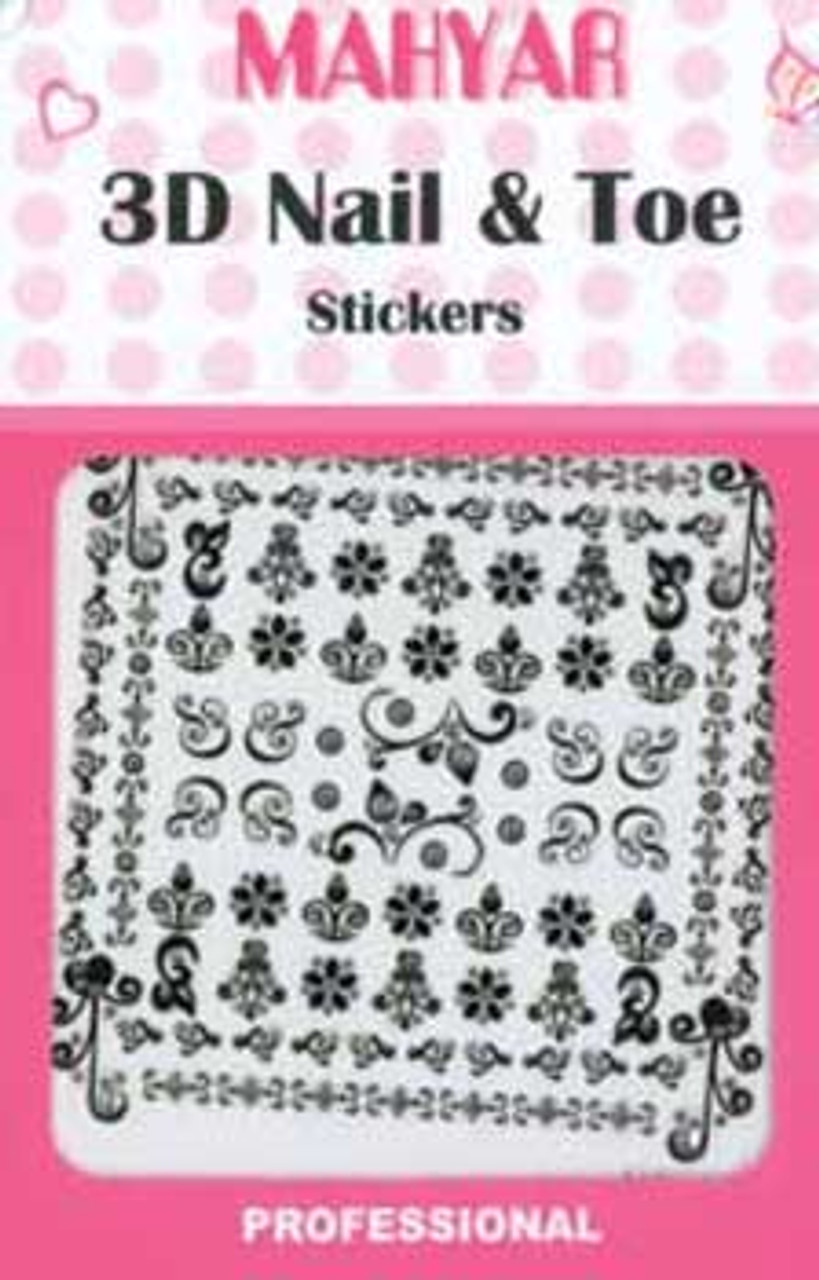 3D Jeweled Nail & Toe Stickers - NSA19 Black