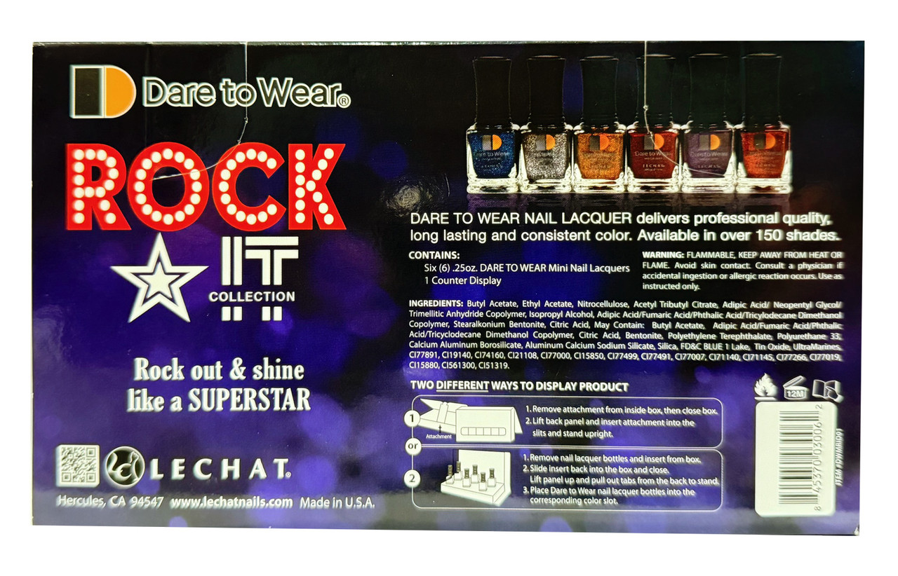 LeChat Dare to Wear Rock It Collection - 6 Mini Lacquer .25fl oz./7.4ml