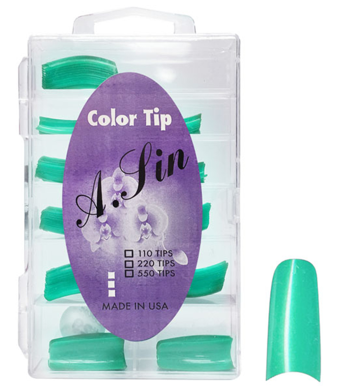 A. Sin Assorted Color Nail Tips Aqua - 110ct # 15