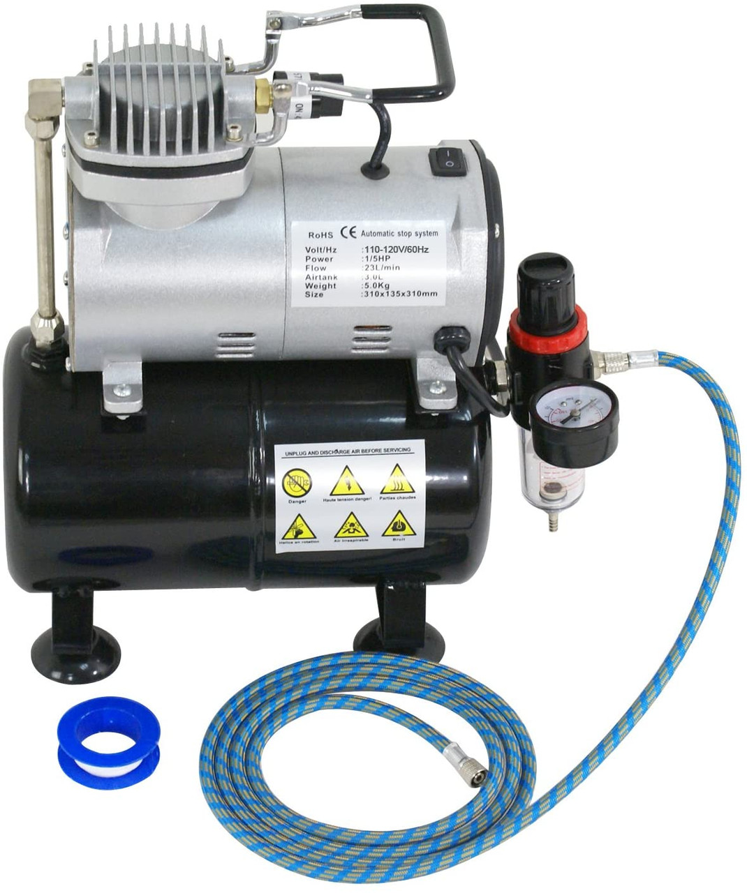 Powerful Airbrush Pro High Performance Compressor w/3L Air Tank Maintenance  Free