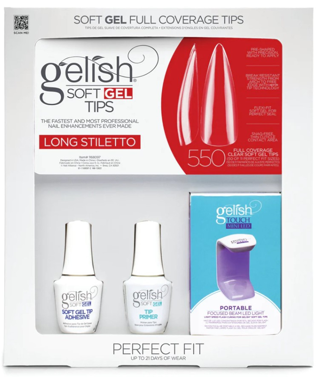 Gelish Soft Gel Long Stiletto Pro Kit - 550 ct