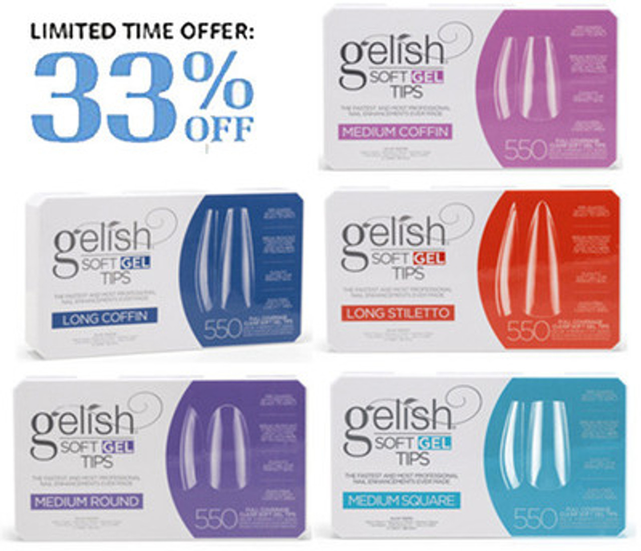 Gelish Soft Gel Tips 550 ct @ 40% OFF