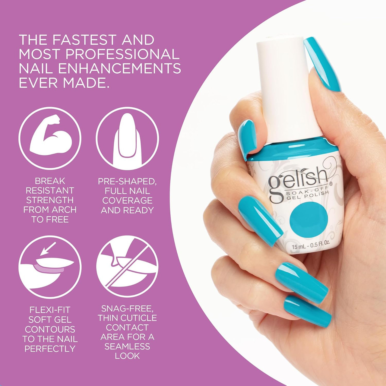 Gelish Soft Gel Tips Medium Square Natural - 160 CT