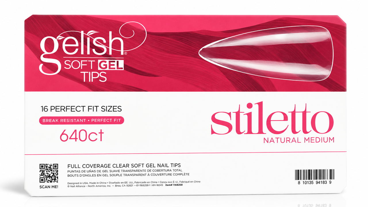 Gelish Soft Gel Tips Medium Stiletto - 640 CT