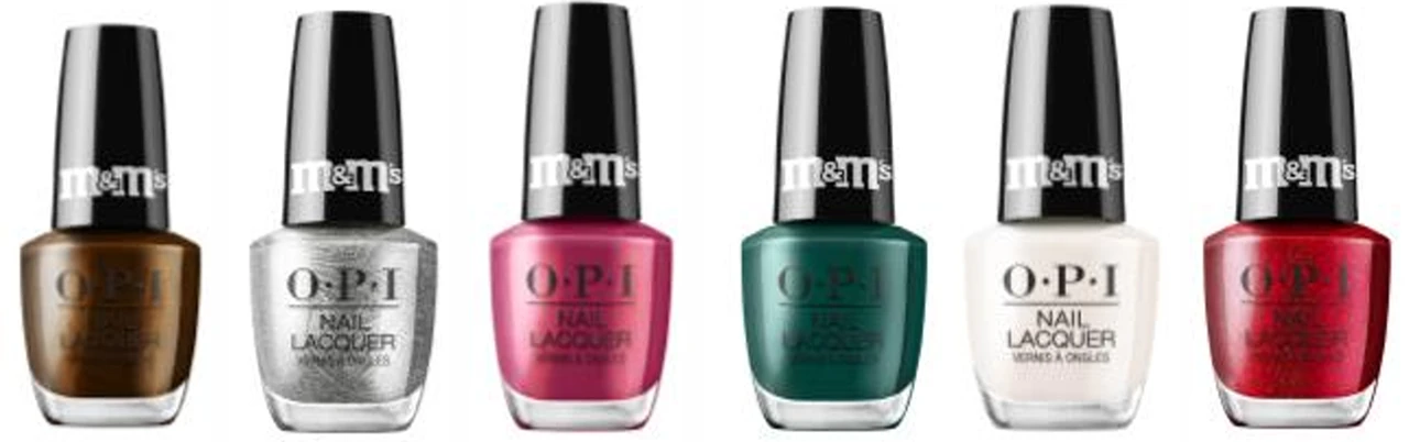 OPI x M&M'S Nail Lacquer Sweeten Your Mani x m&m Holiday 2026 Collection