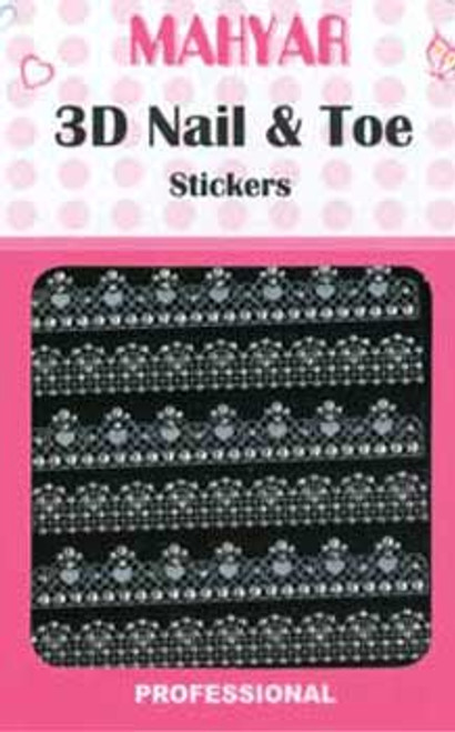 3D Jeweled Nail & Toe Stickers - N08 White