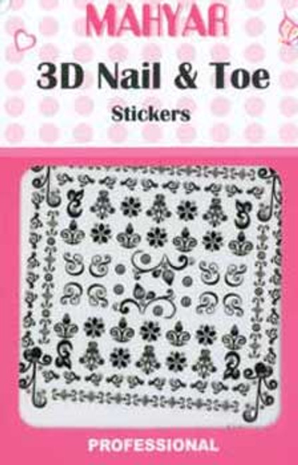 3D Jeweled Nail & Toe Stickers - NSA19 Black