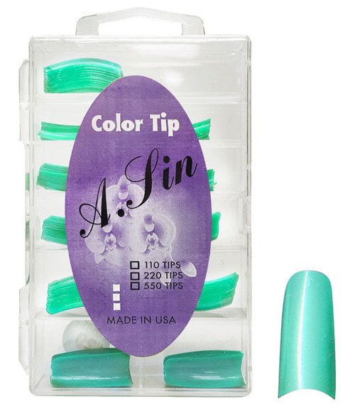 A. Sin Assorted Color Nail Tips Clear Aqua - 110ct # 22