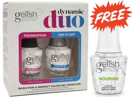 Gelish Dynamic Duo Foundation + Top It Off with One NOURISH Cuticle Oil FREE