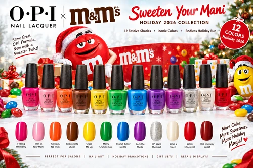 OPI x M&M'S Nail Lacquer Sweeten Your Mani Holiday 2026 Collection - 12PC Display