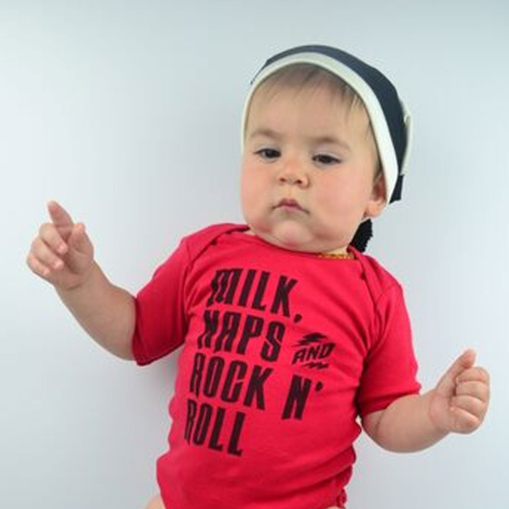 Milk, Naps, and Rock N Roll Baby Shirt