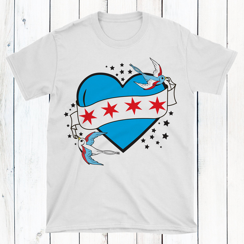 Personalized Chicago Tattoo Heart T-Shirt