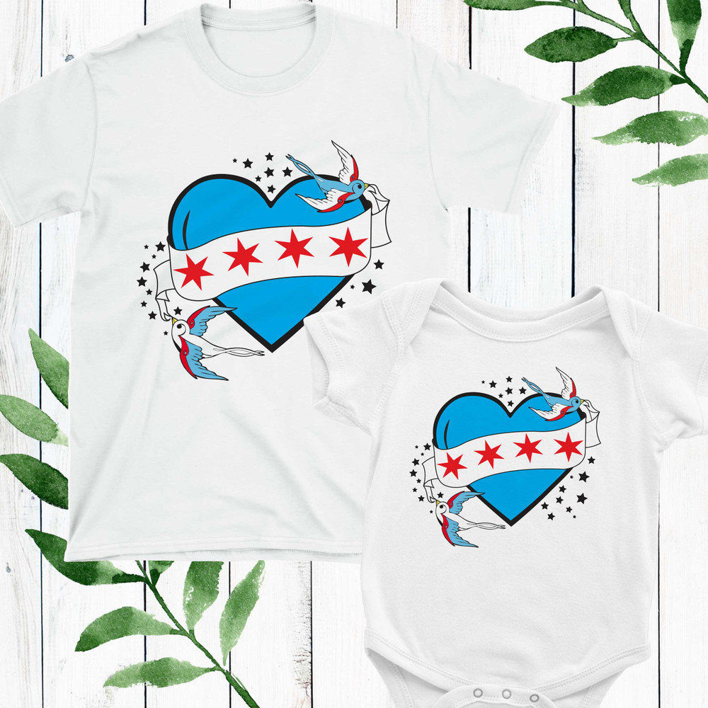 Chicago Tattoo Heart Baby + Kids Shirts