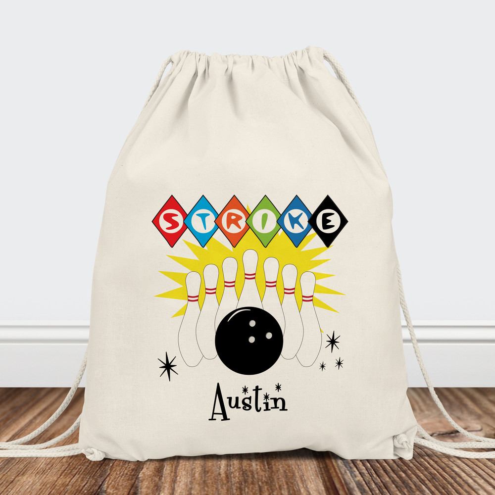Personalized Party Favor Bag: Bowling Drawstring Backpack for Kids
