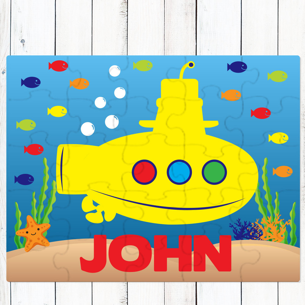 Personalized Lil Yellow Sub Puzzle Blue