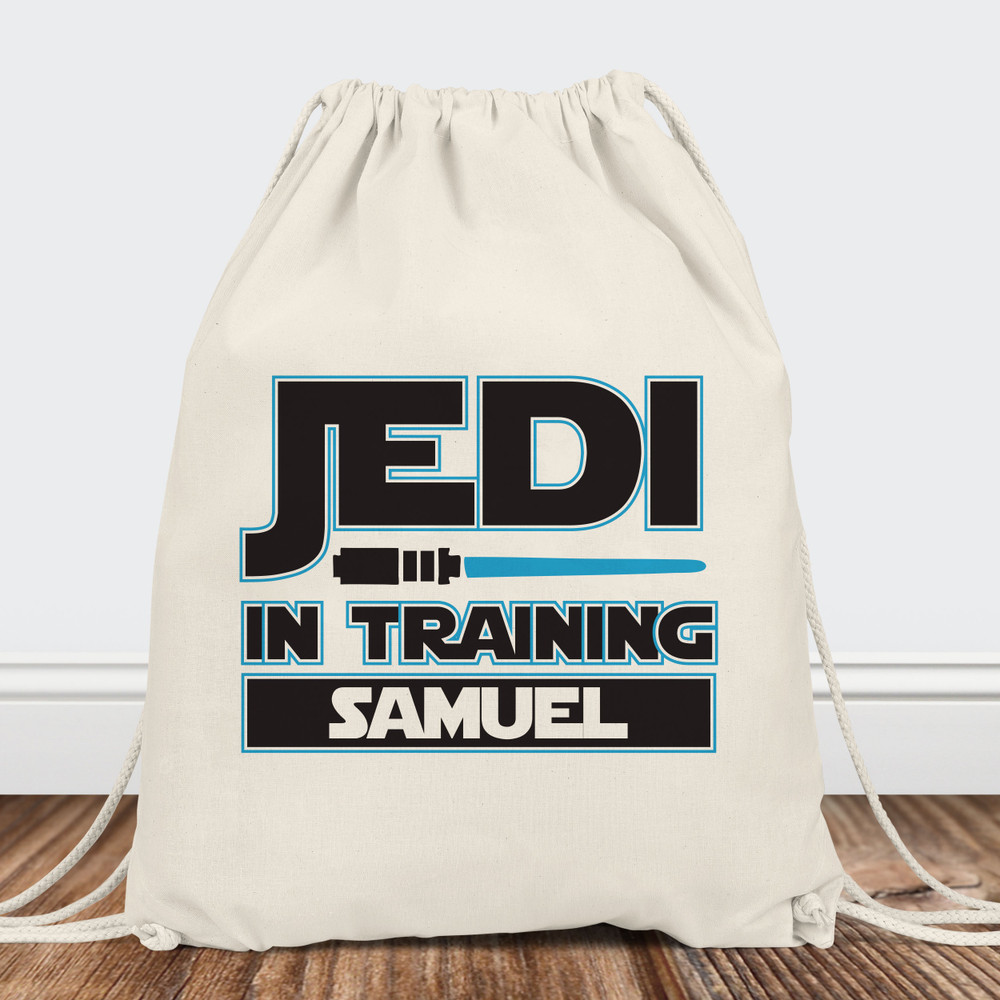 Kids Custom Jedi Backpack - Personalized Canvas Drawstring Backpack