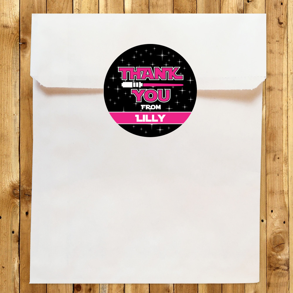 Party Favor Stickers: Jedi Pink
