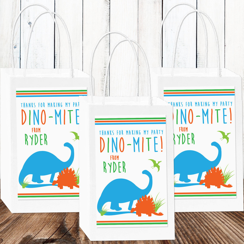 Party Favor Stickers: Blue Dinosaur