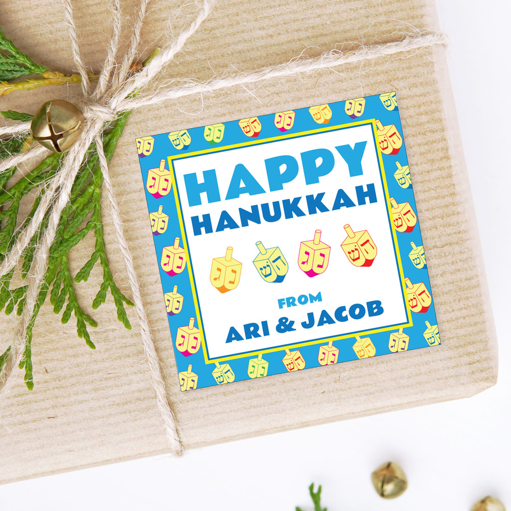 Personalized Dreidel Hanukkah Stickers