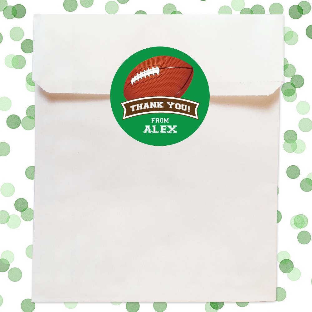 Football Personalized Party Favor Stickers - Kids Party Favor Labels - Custom Thank You Stickers - Football Birthday Decorations - Bulk Party Favor Stickers for Football Party - Football Party Supplies