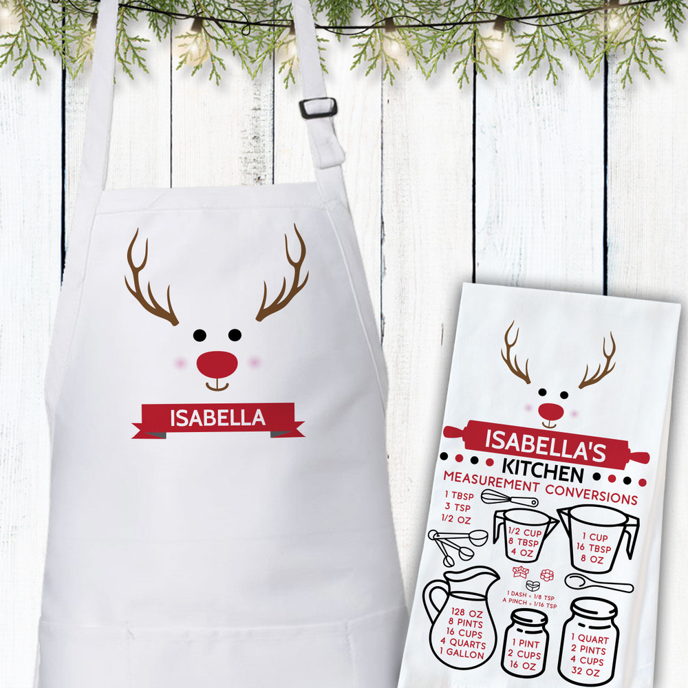 Red-Nosed Reindeer Christmas Aprons