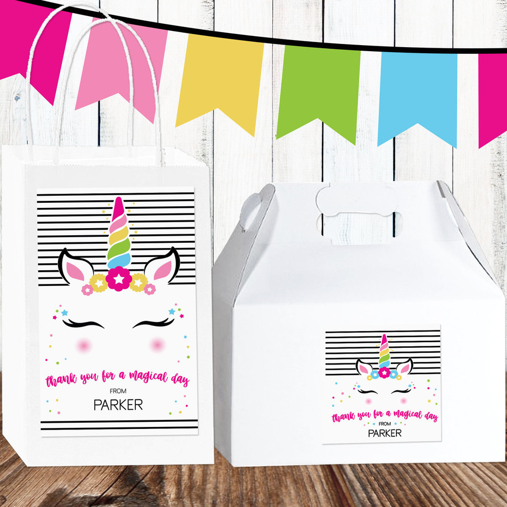 Personalized Birthday Favor Labels: Magical Mod Unicorn