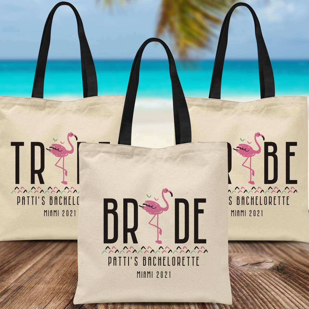 Personalized Final Flamingle Bachelorette Backpacks -Flamingo Bride Tribe Bag - Tropical Bachelorette Party Gift Bags - Flamingo Tote Bag - Miami Bridal Shower Favor Bags - Personalized Flamingle Tote Bags - Bride Tribe Canvas Drawstring Backpacks