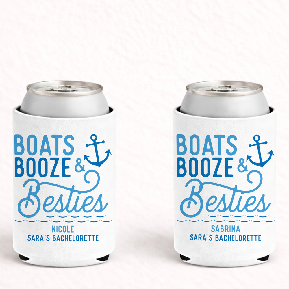 Boats Booze & Besties Can Coolers