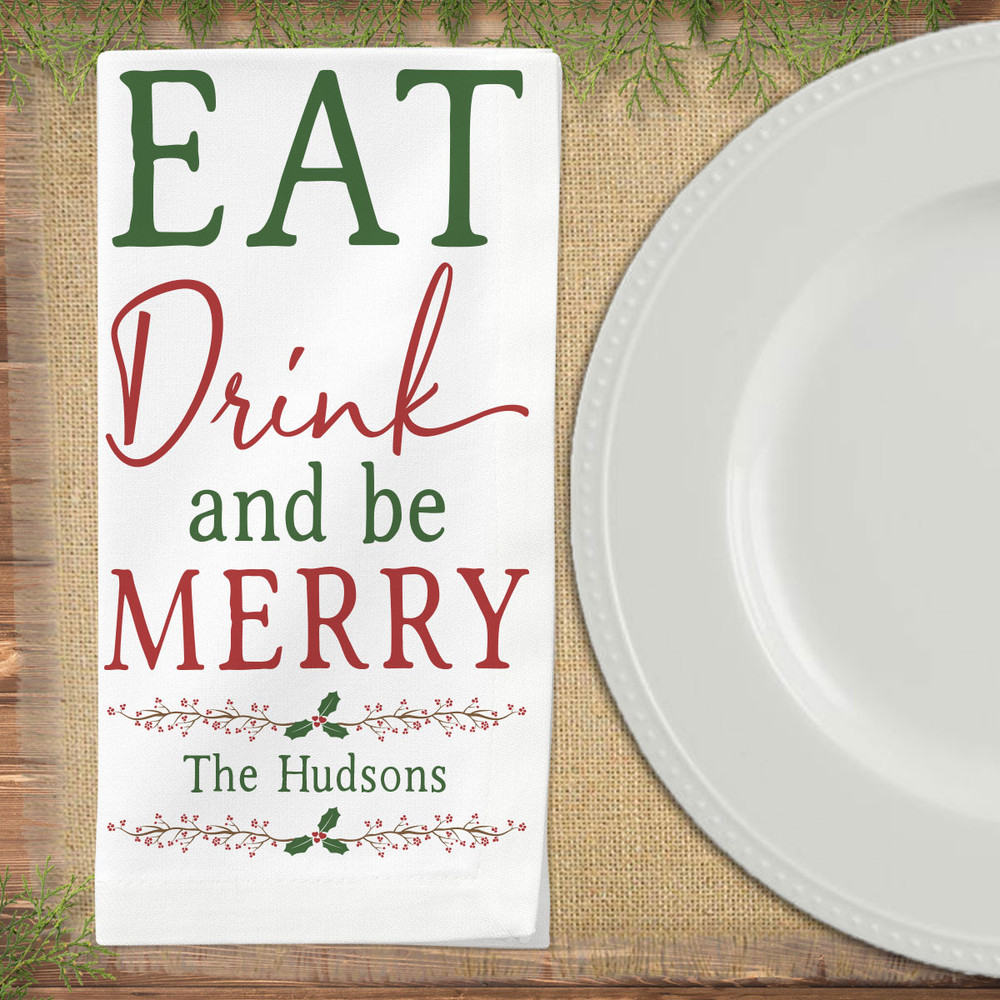 Eat Drink & Be Merry Christmas Napkin Set