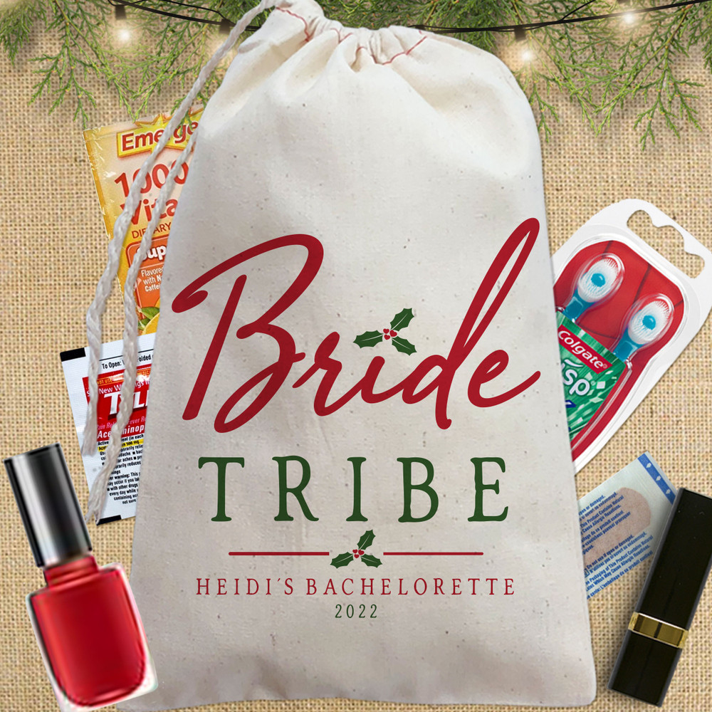 Holiday Holly Bride Tribe Favor Bags