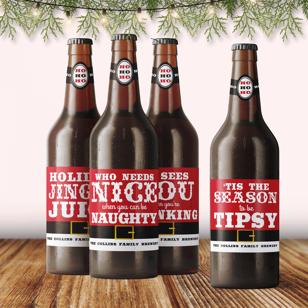 Santa Belly Christmas Beer Labels