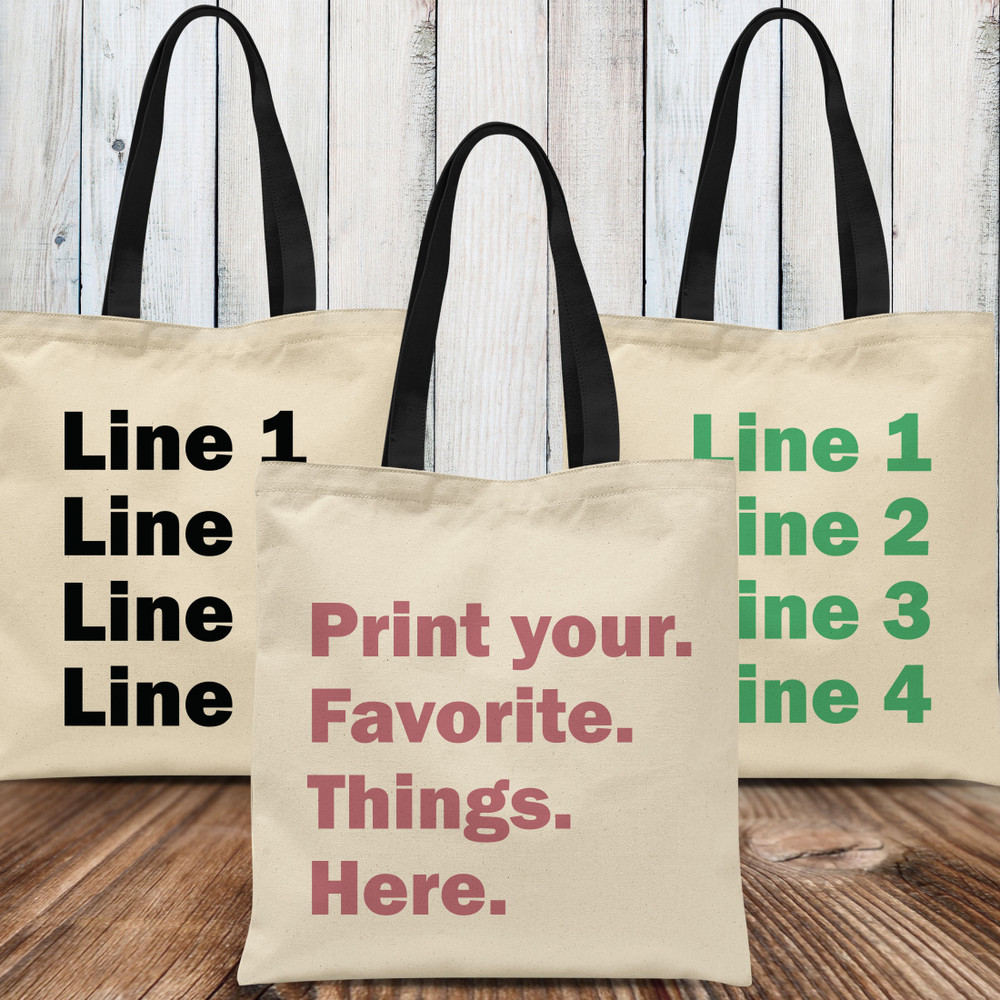 Custom Tote Bags - Personalized Canvas Tote Bags with Custom Text - Name List Tote Bags - Add My Own Text to Tote Bags - Funny Custom Printed Totes - Full Color Design Printing