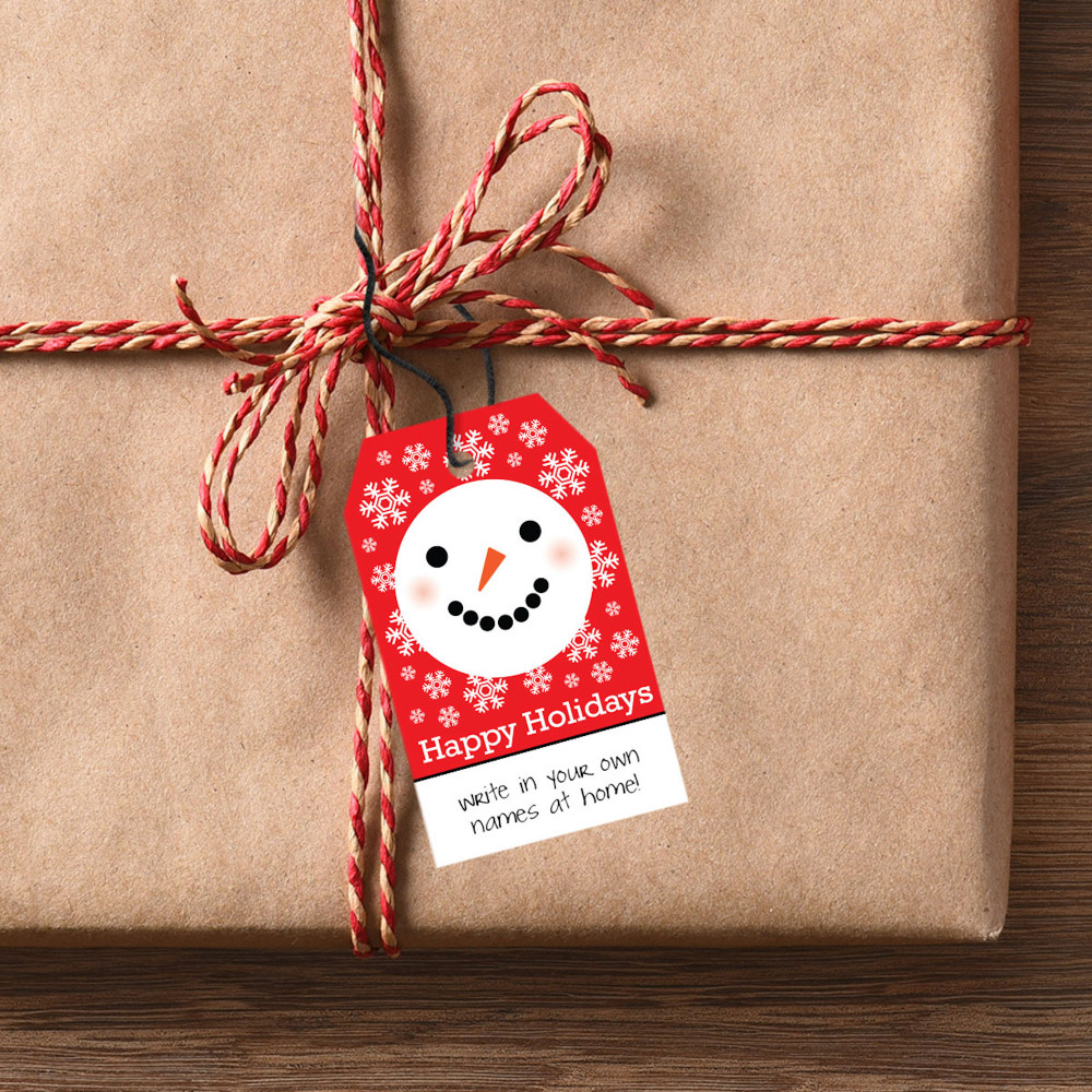 Smiling Snowman Kids Printable Christmas Gift Tags (Instant Download) - Digital Download DIY File to Print at Home - Holiday Party Favor Tags - Bulk Gift Wrap To and From Labels