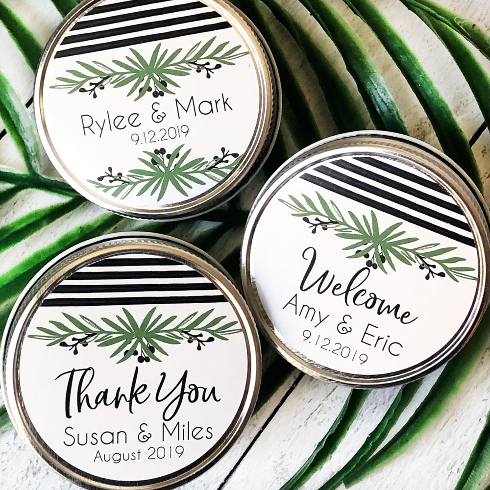 Personalized Wedding Favor Stickers: Lovely Leaf