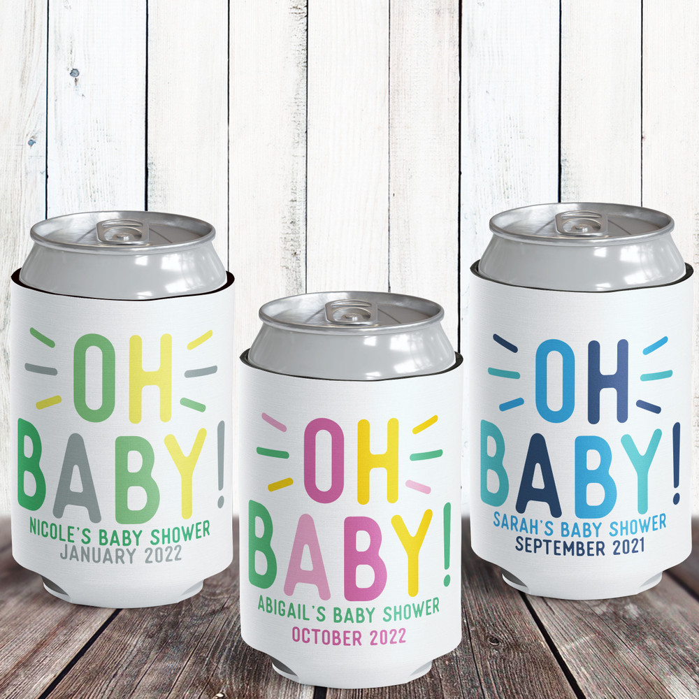 Oh Baby! Custom Baby Shower Can Coolers  - Personalized Slim Baby Shower Can Cozies