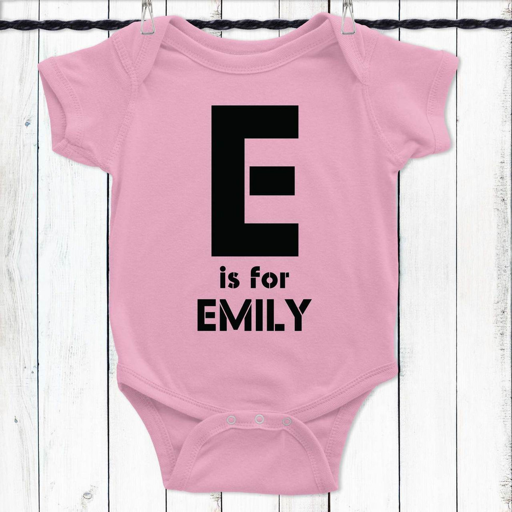 Monogrammed Baby Outfits - Personalized B Haus Baby Bodysuit - Light Pink