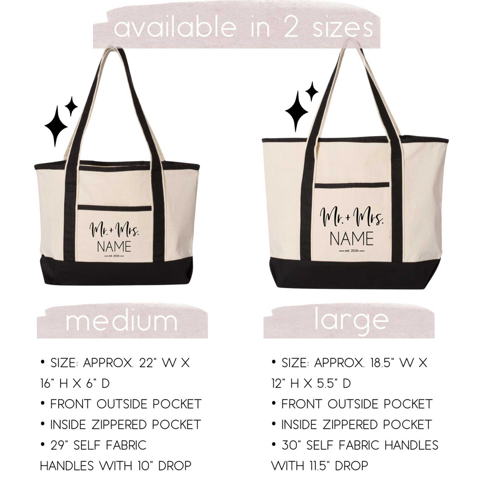 Modern Mr. & Mrs. Honeymoon Beach Tote Bag