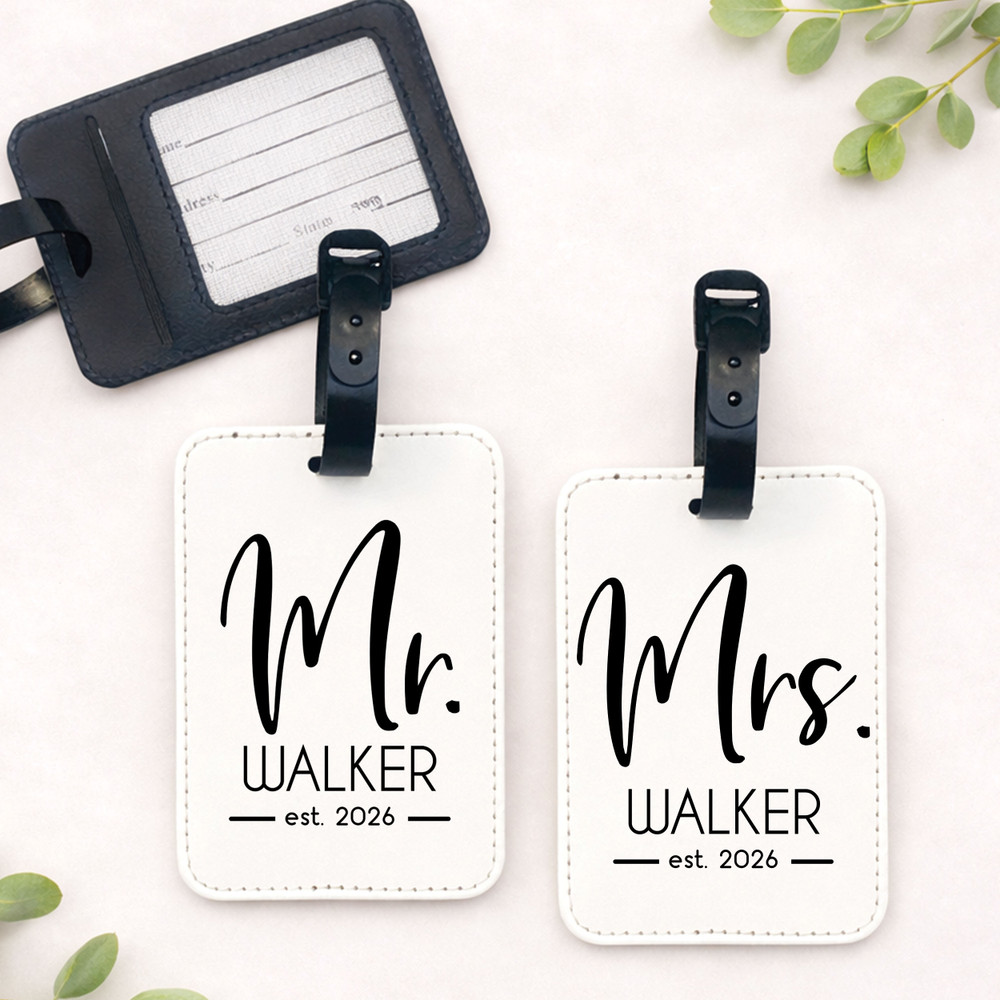 Modern Mr. and Mrs. Luggage Tags